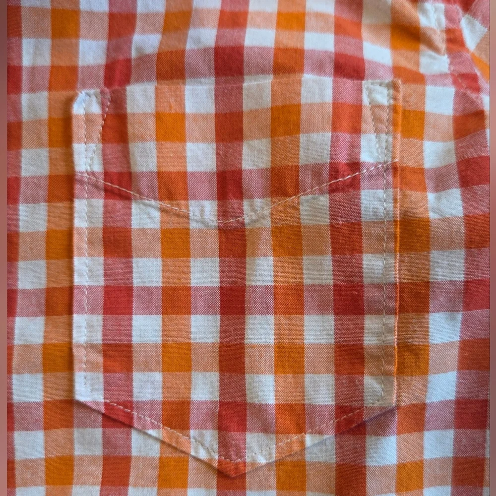 Gap Kids Orange Check Long Sleeve Shirt Size XS (4-5) Boys 100% Cotton